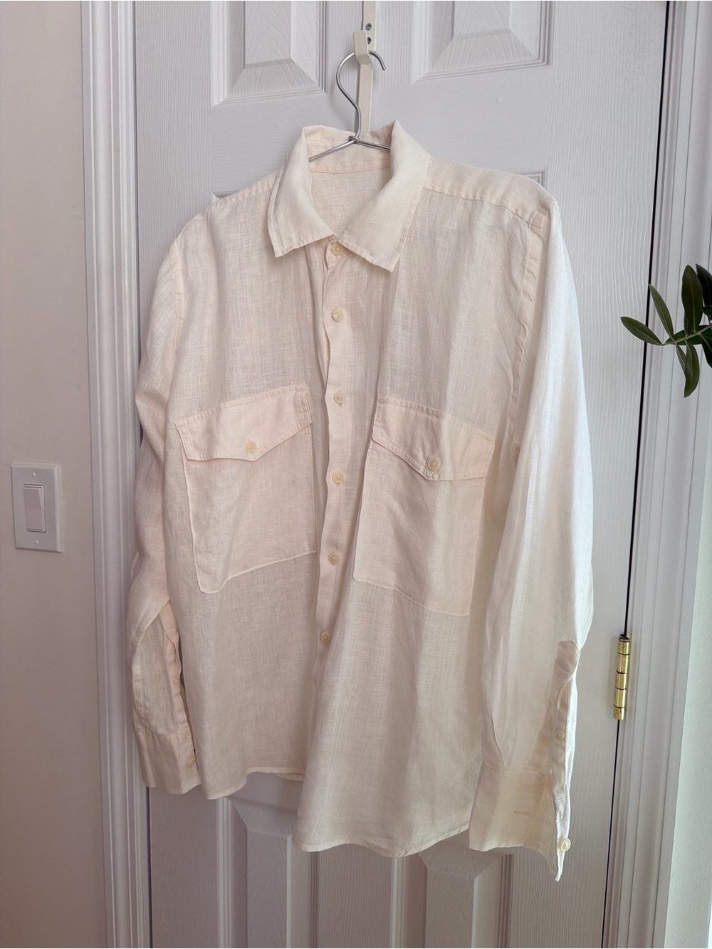 Massimo Dutti Men Off White Button Down Shirt Size Small
